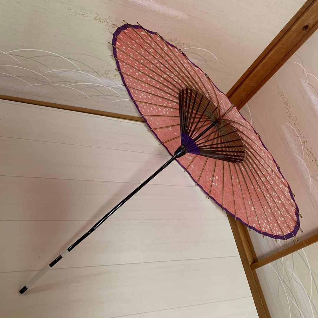 舞踊傘 赤色 桜吹雪　2本セット　蛇の目傘　日本舞踊　踊り　和傘　収納袋付き