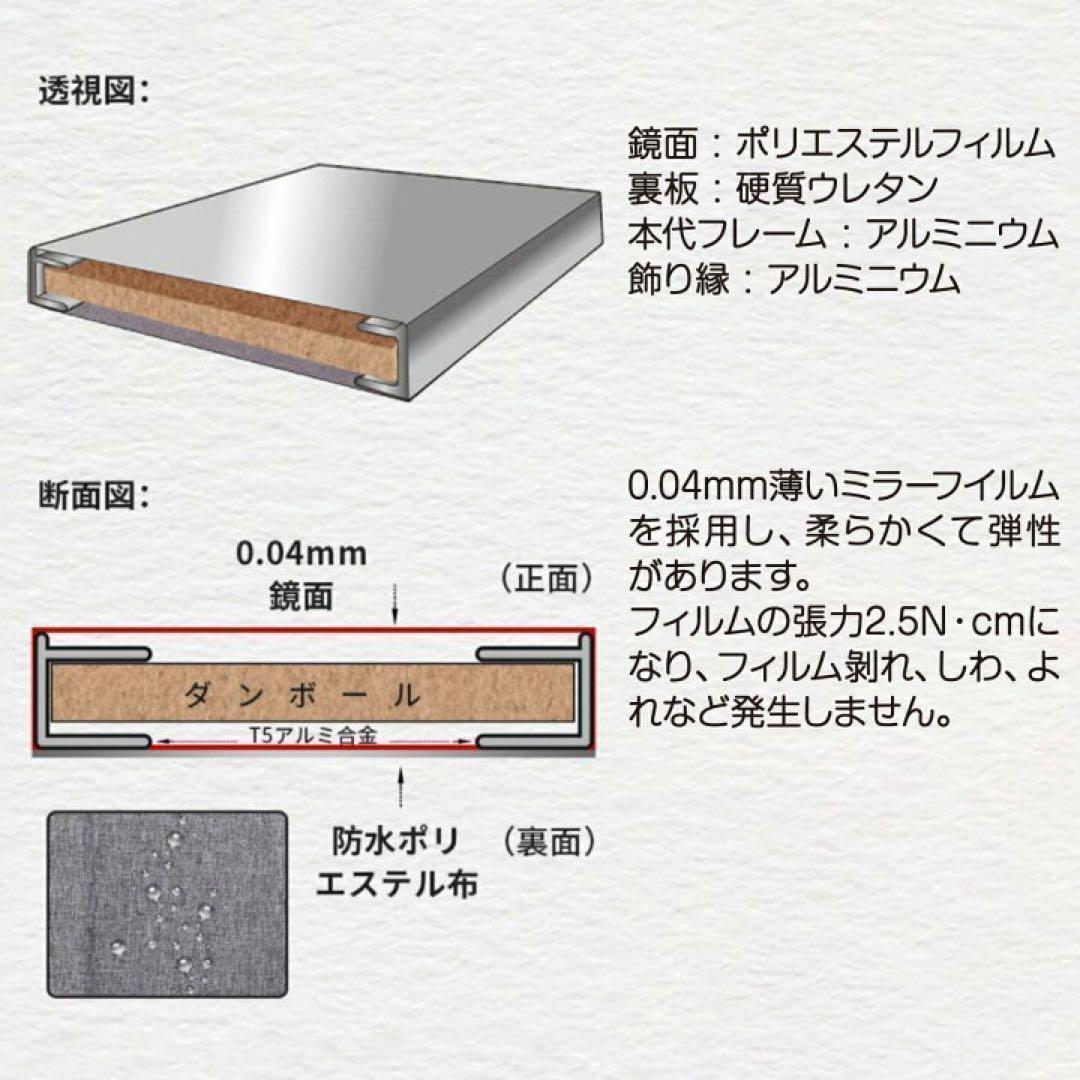 割れない 壁掛けミラー 全身 幅100×高さ160cm ゴールド 1851