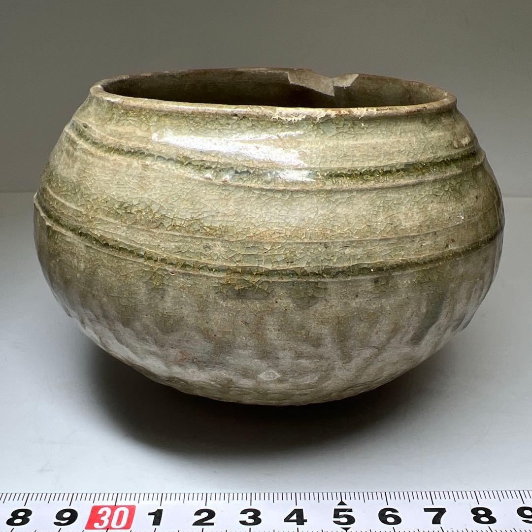 中国明時代　青磁壷香炉　幅約12.5㎝　東Y8-0408⑧