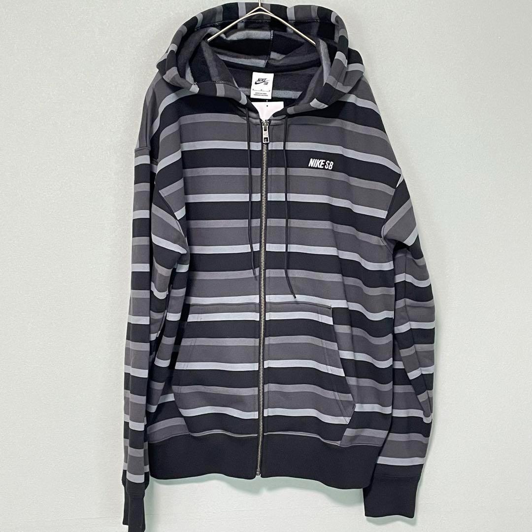 L 新品 ナイキ SB スウェット パーカー フーディ ジップアップ ボーダー