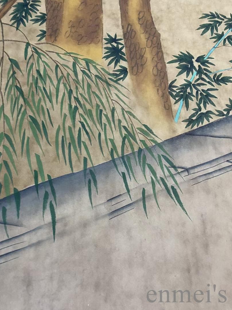 中国古美術『文徴明款 人物画』宣紙 三尺中堂画 肉筆 水墨画 旧蔵 掛け軸 模写