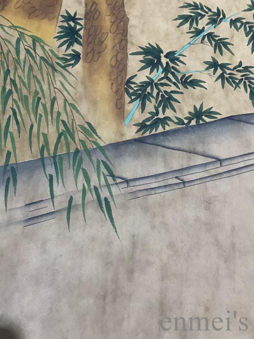 中国古美術『文徴明款 人物画』宣紙 三尺中堂画 肉筆 水墨画 旧蔵 掛け軸 模写