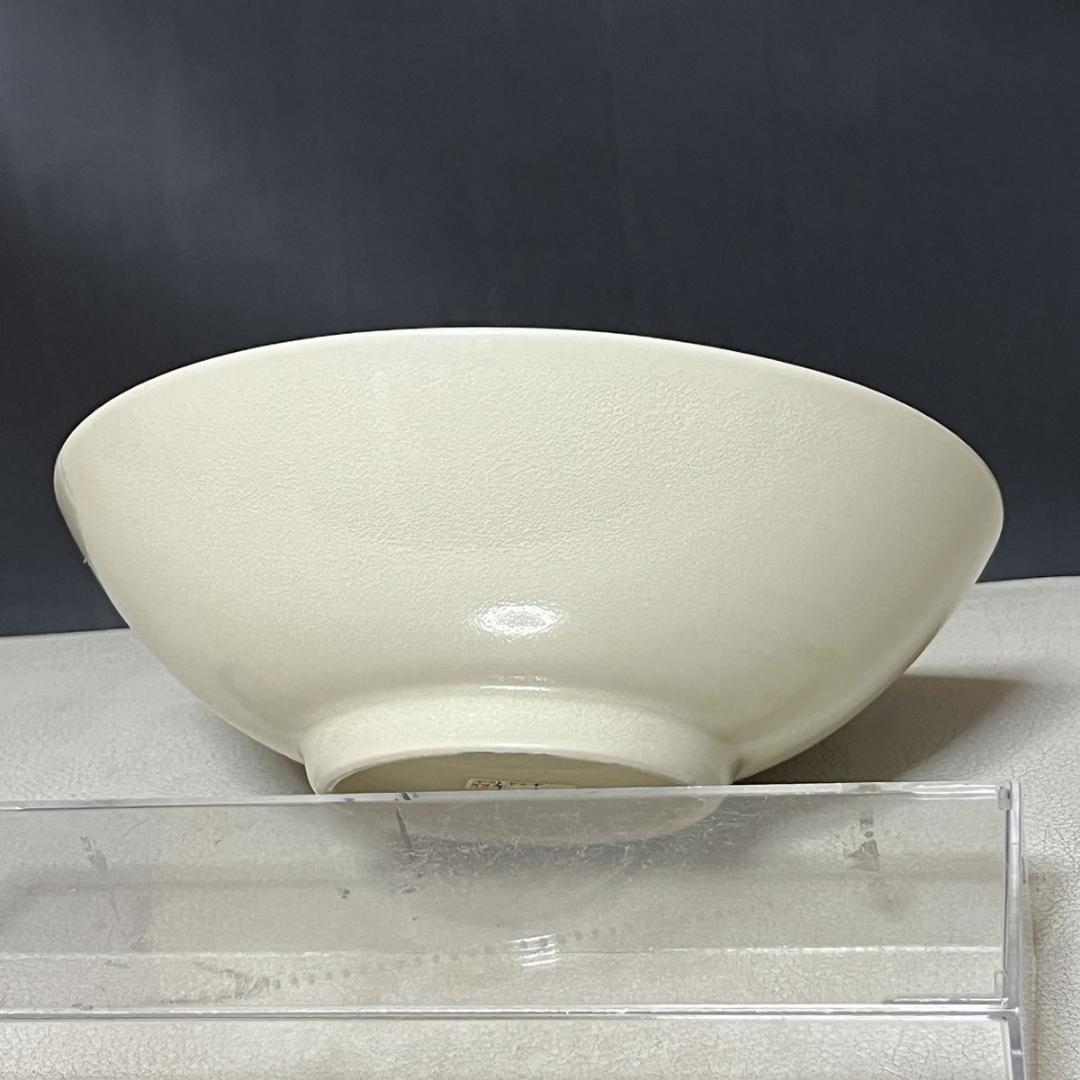加藤渓山 牙黄磁 華鳥彫刻 鉢 共箱 菓子鉢 茶道具 【k3223a】