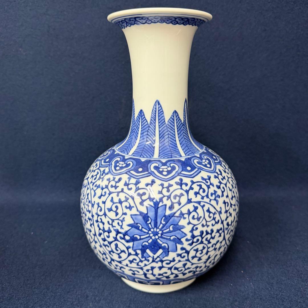 景徳鎮製 花器 花瓶 時代 古玩 当時物 旧家 蔵出 骨董品 高さ約29cm