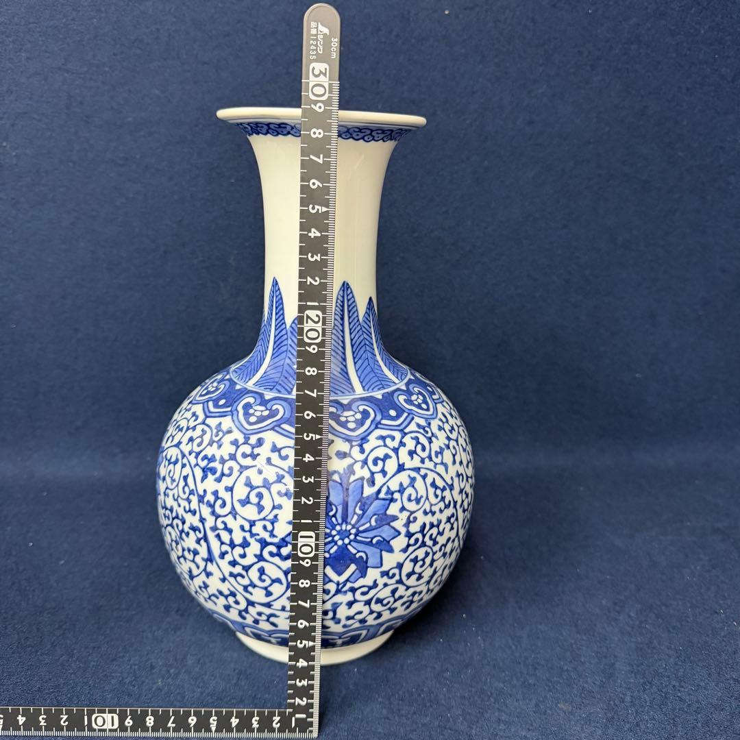 景徳鎮製 花器 花瓶 時代 古玩 当時物 旧家 蔵出 骨董品 高さ約29cm