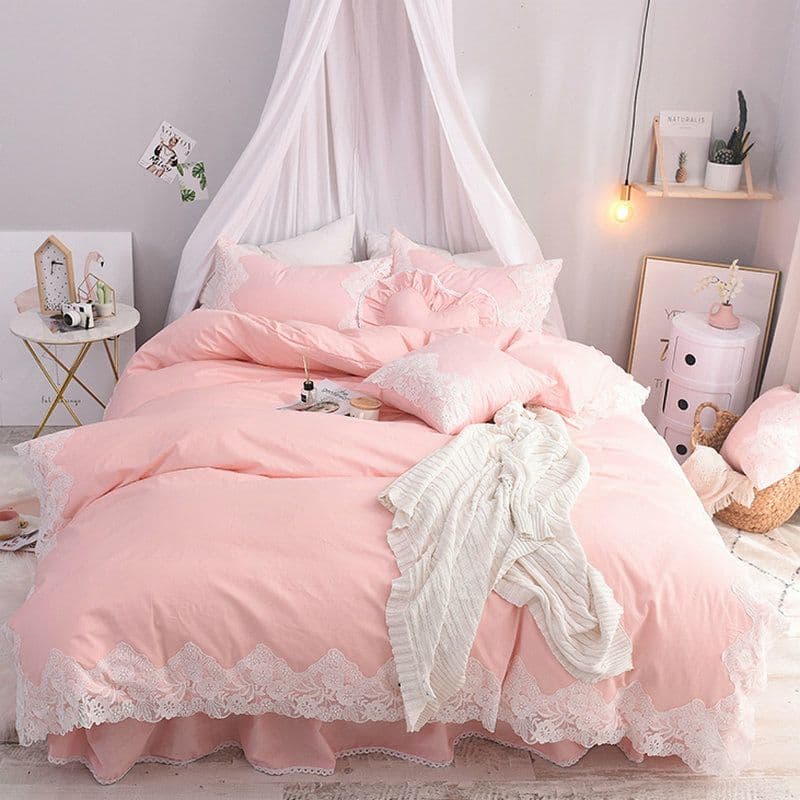 アイスシルクベッドスカート4ピースベッドシルクキルトカバー