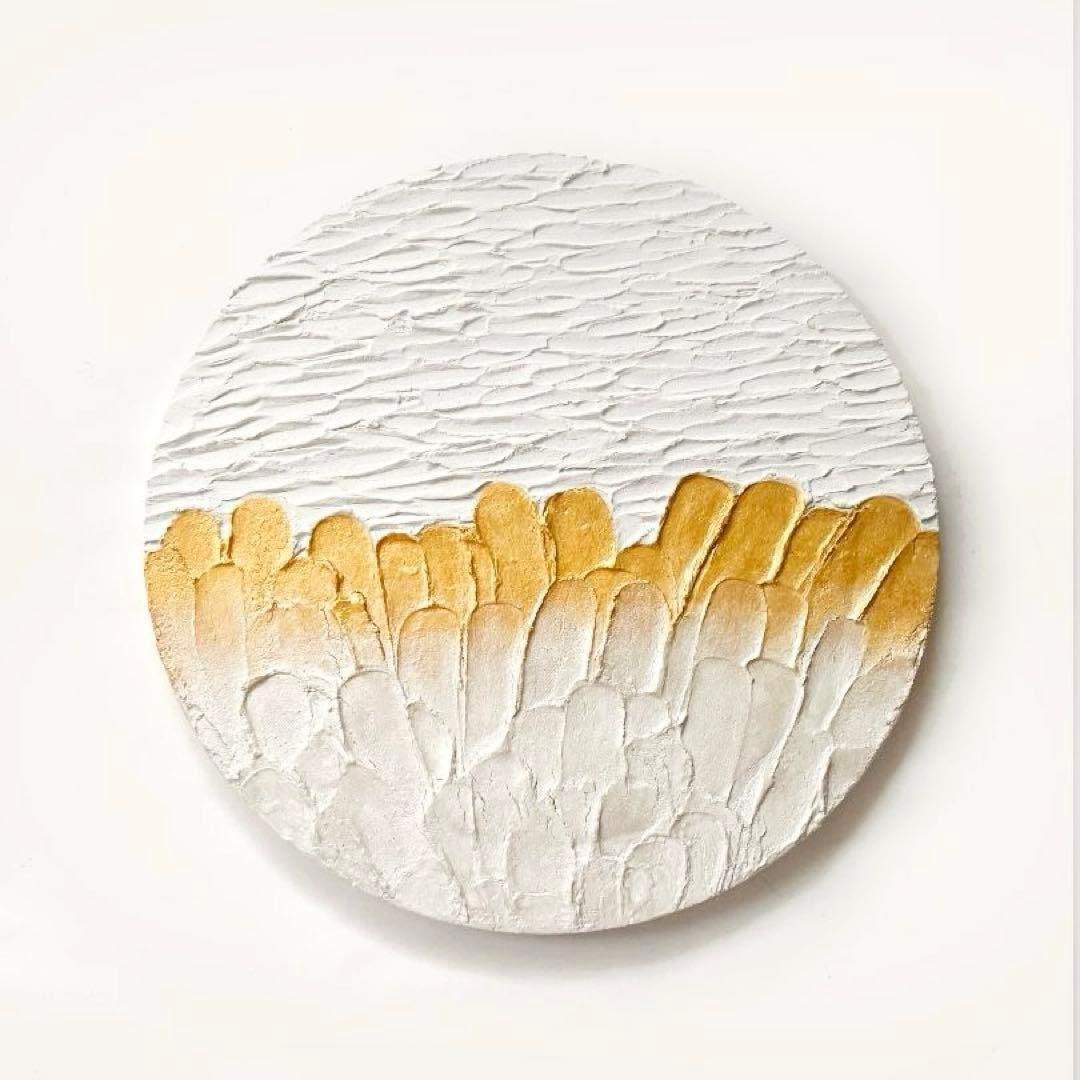 白と金 テクスチャーアート｜30cm｜絵画　大きい　アートパネル　モダン　北欧