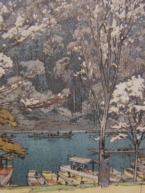 吉田博、嵐山、希少な額装用画集より、新品高級額装付、状態良好