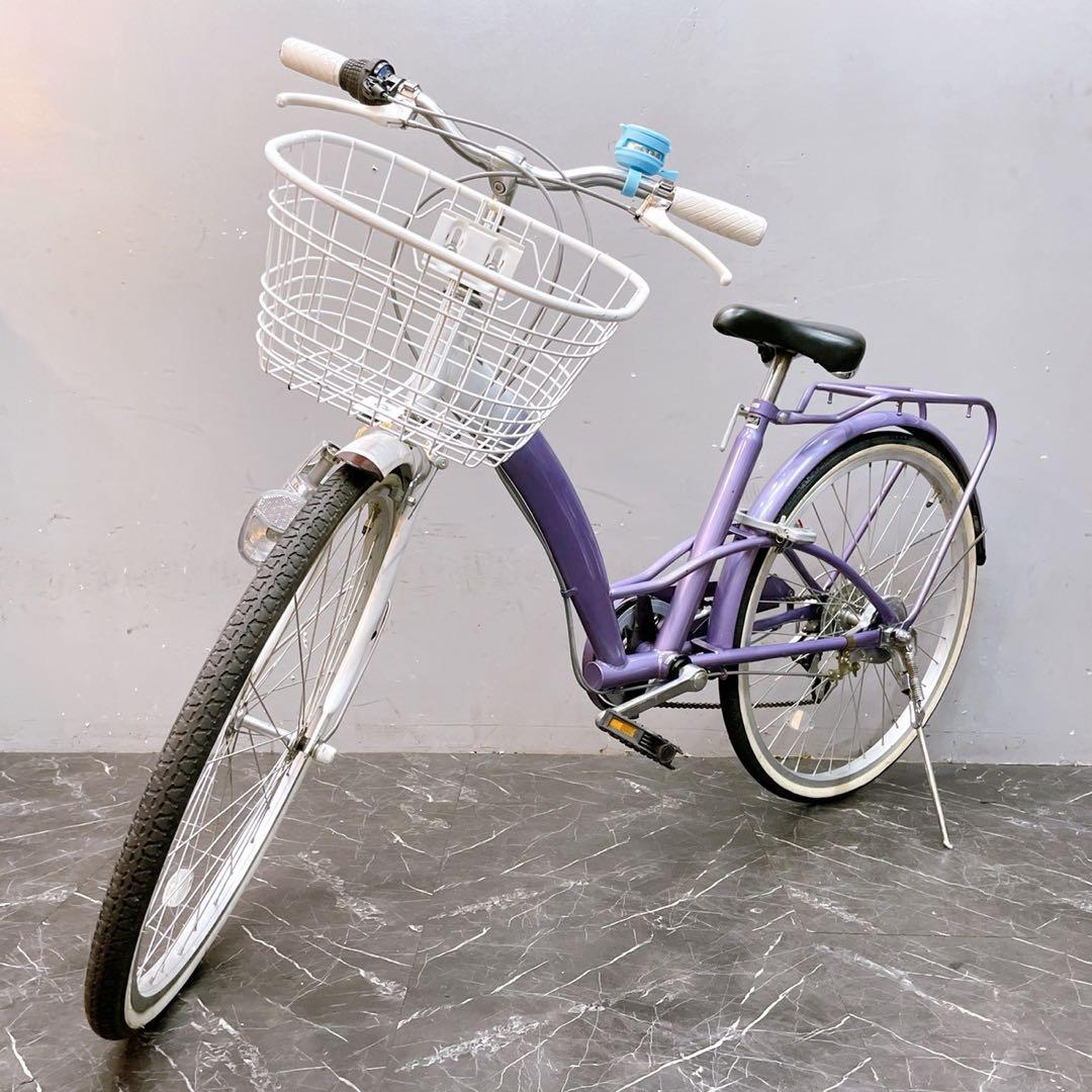 配送価格【908】《関西 引き取り》子供用自転車 子供車 パープル 24インチ