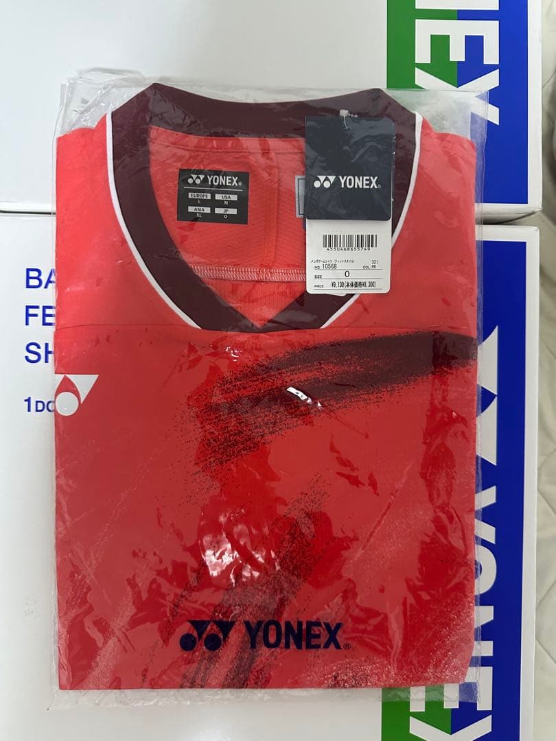 【新品・未使用】ヨネックス ゲームシャツ Oサイズ パールレッド 10568