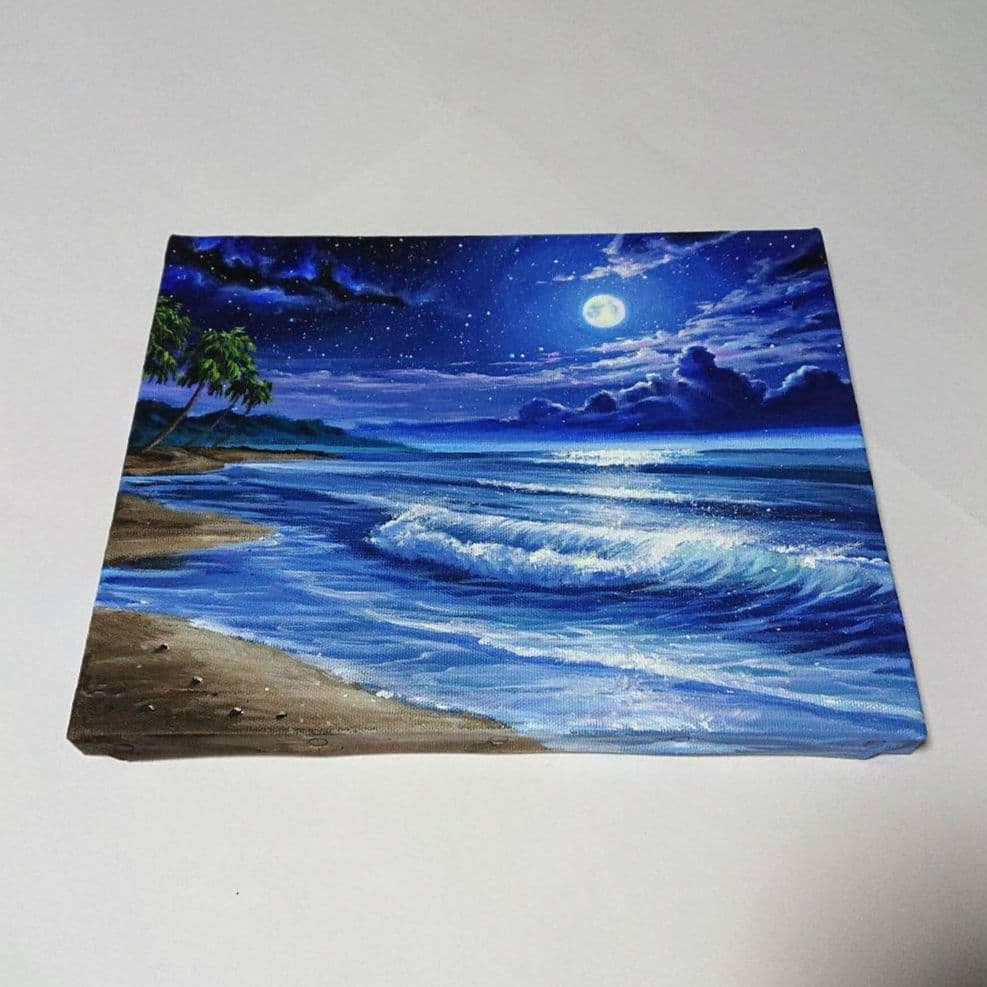 【真夏の夜空】アクリル画 F3 風景画 絵画