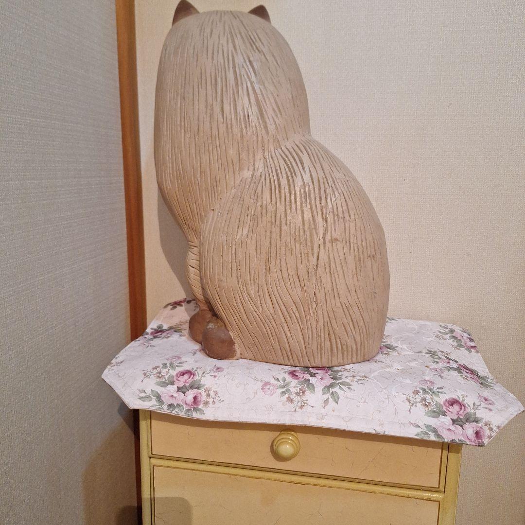 猫置きもの、木彫りインテリア