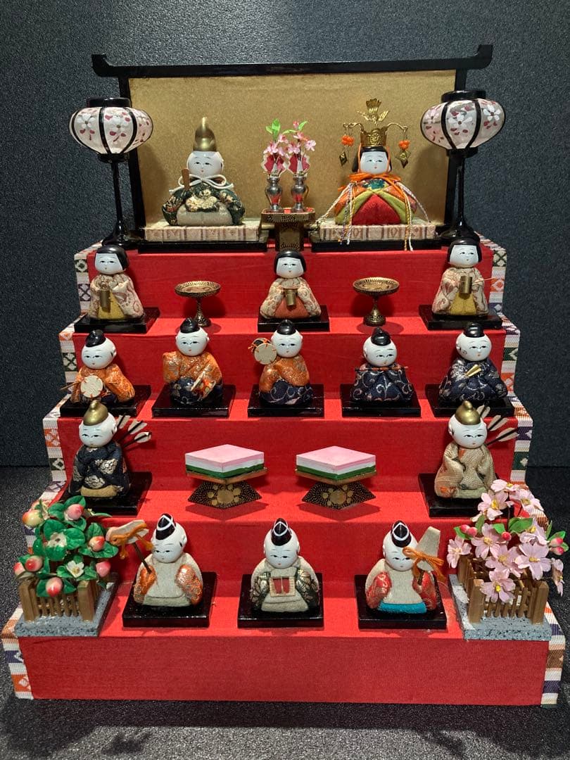 雛人形　木目込み豆雛　ガラスケース入り