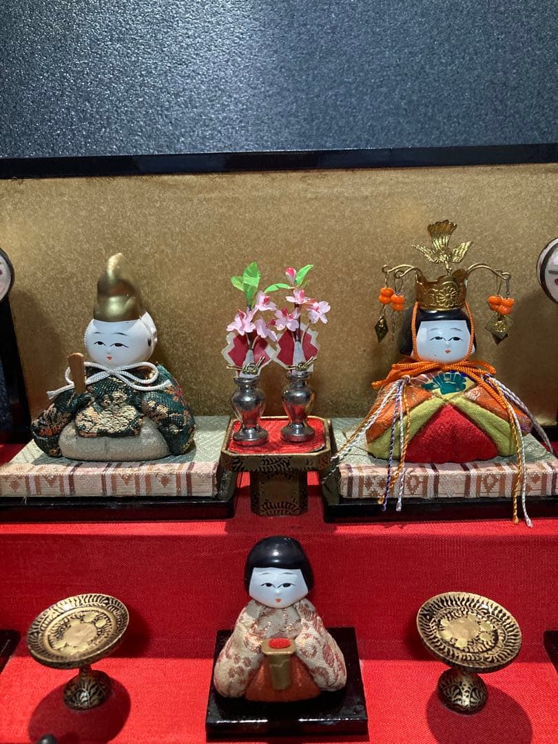 雛人形　木目込み豆雛　ガラスケース入り