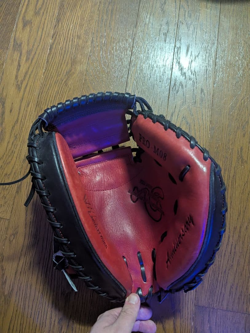 ハタケヤマ PRO-M08 軟式グローブ 赤黒