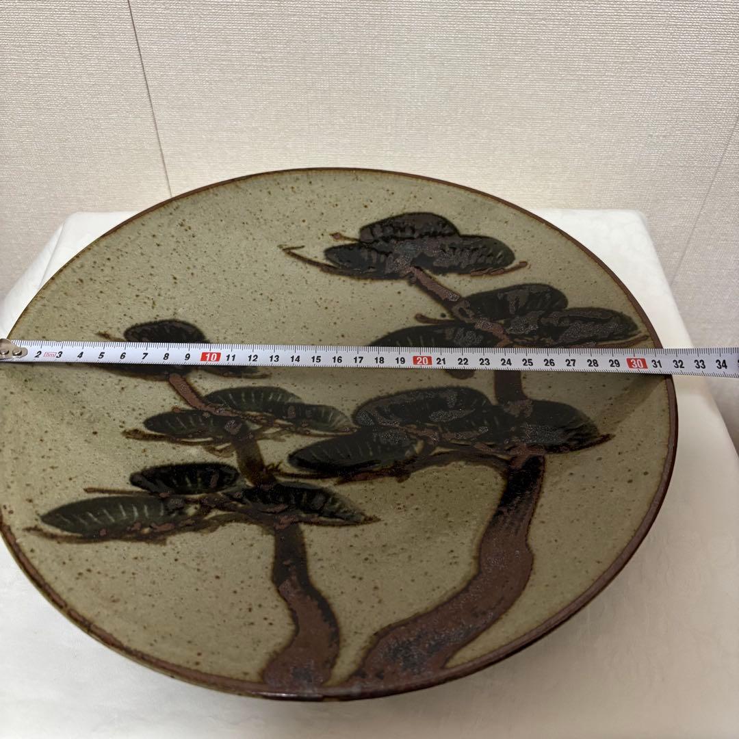 【未使用】益子焼 松竹梅 大皿　絵皿　3枚セット