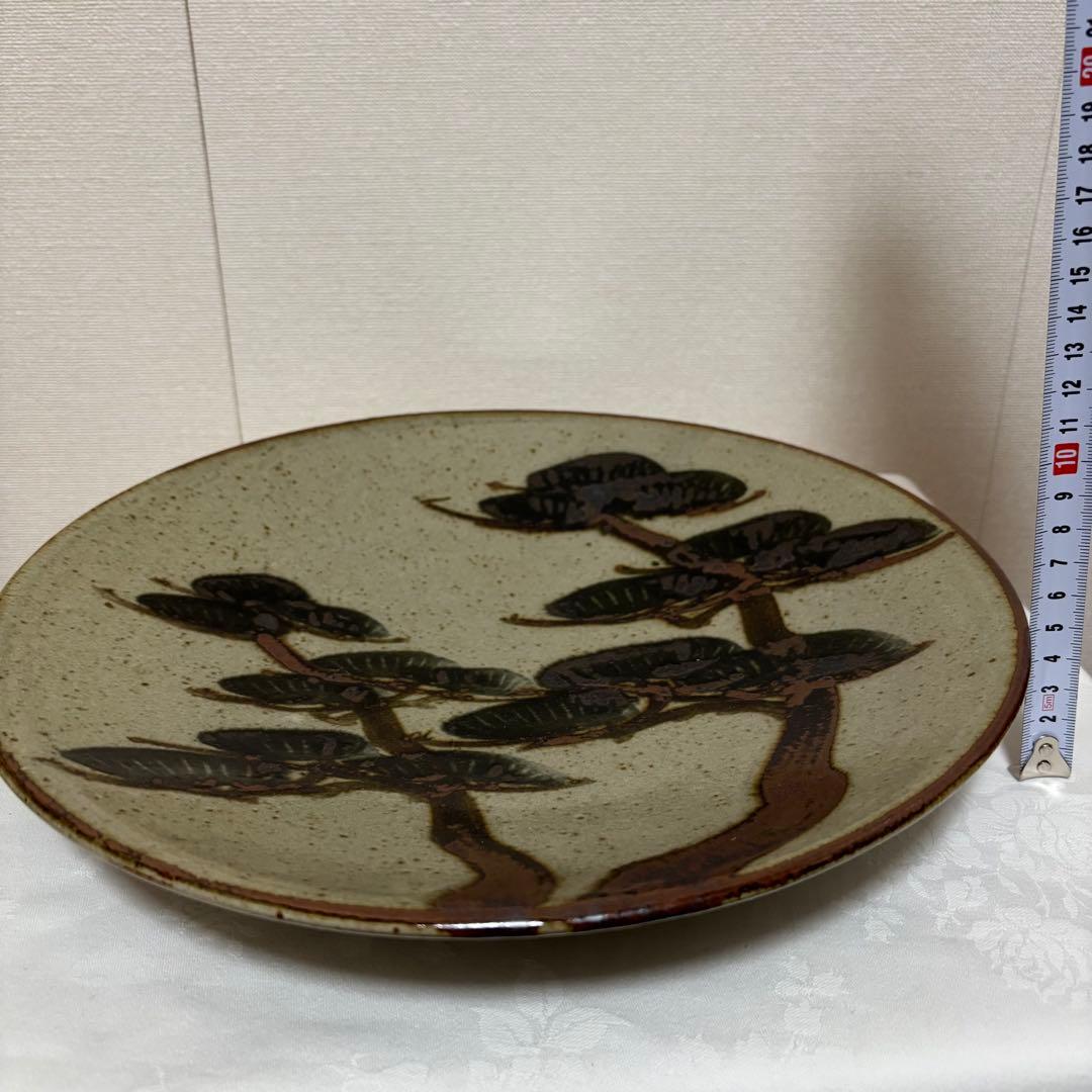 【未使用】益子焼 松竹梅 大皿　絵皿　3枚セット