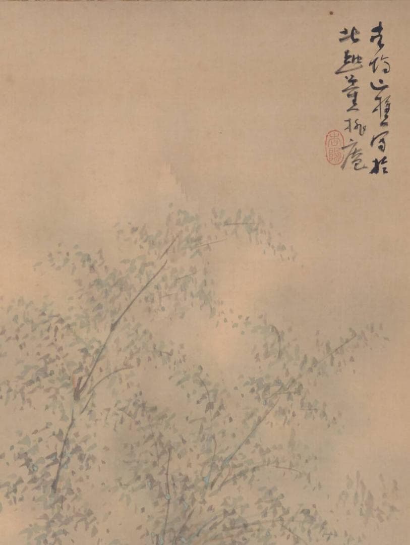 【真作】掛軸　竹林人物図　静寂に佇む風雅の景　幽玄の趣を描く一幅　共箱入　V12