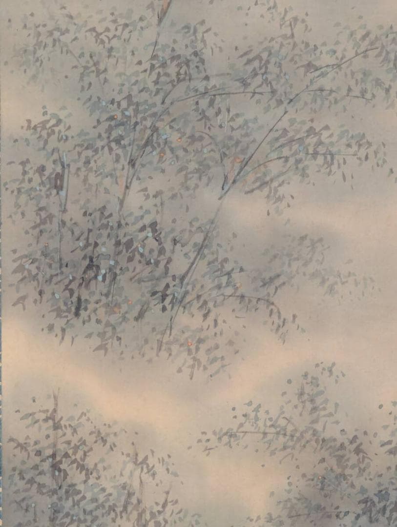 【真作】掛軸　竹林人物図　静寂に佇む風雅の景　幽玄の趣を描く一幅　共箱入　V12