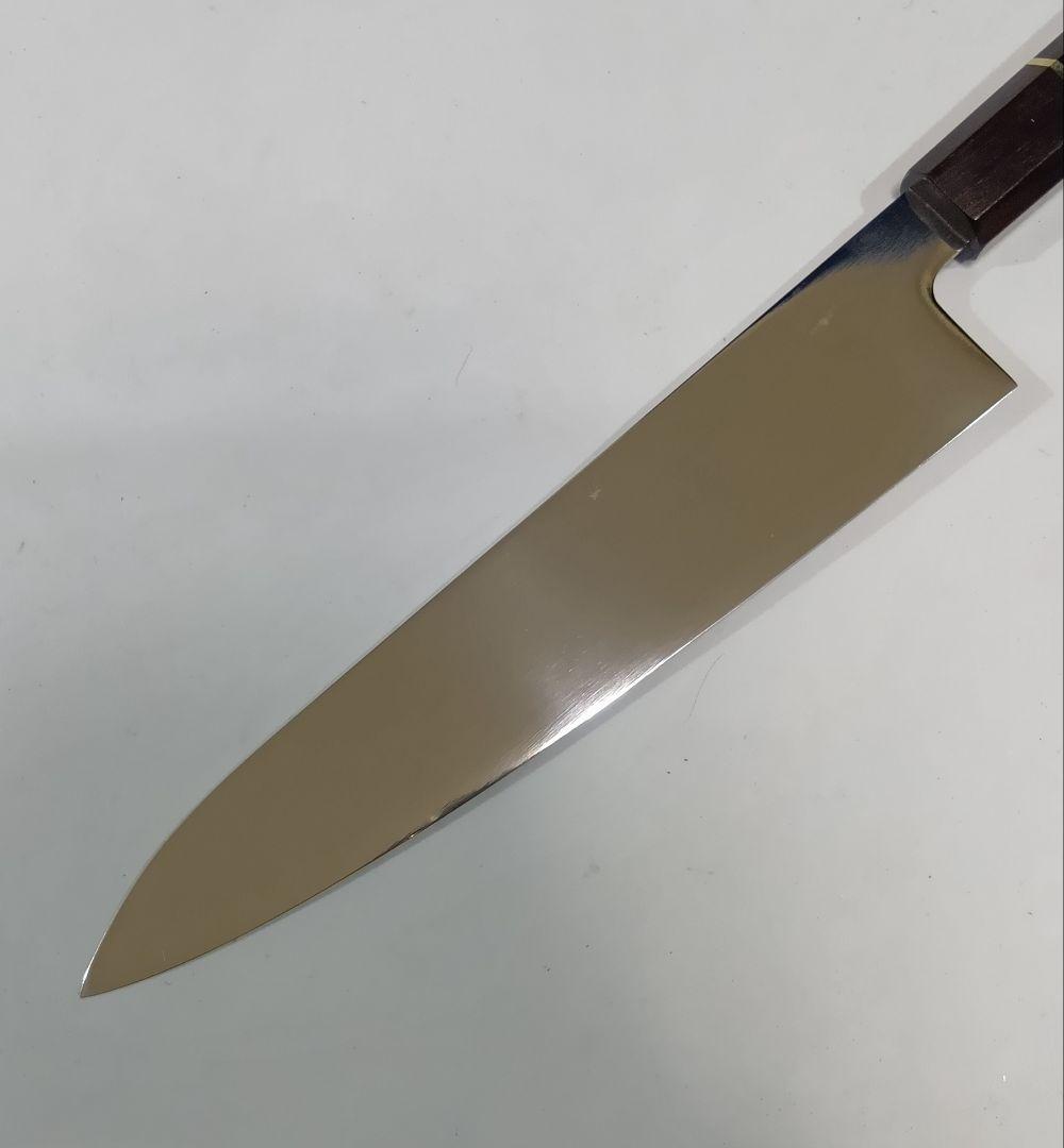ステン本焼V金10号鋼 全鋼 牛刀 240mm 包丁 VG10 両刃 黒檀八角柄