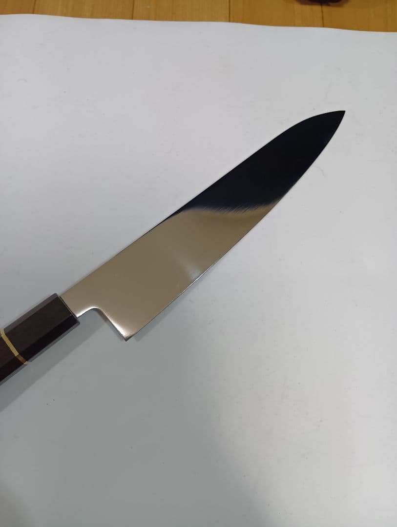 ステン本焼V金10号鋼 全鋼 牛刀 240mm 包丁 VG10 両刃 黒檀八角柄