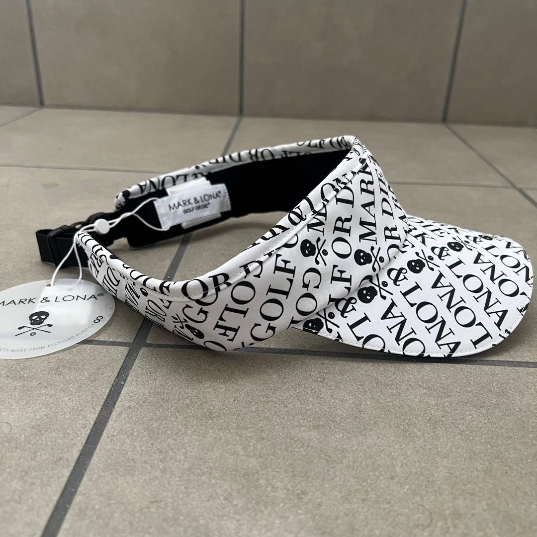 【新品】MARK&LONA マークアンドロナ　サンバイザー　総柄　白　ロゴ　帽子