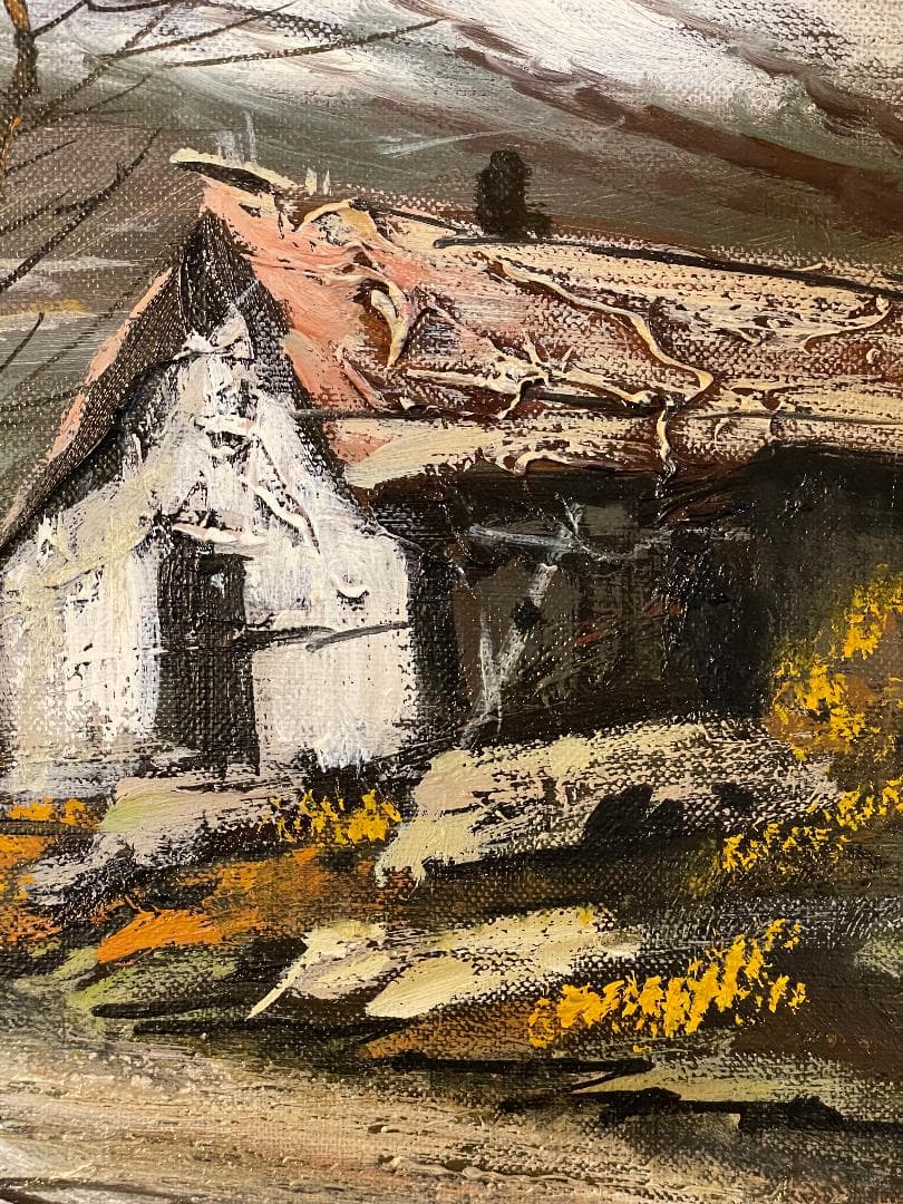 「真作」竹内敏彦『アルプス風景』風景画　油彩画　額装　サイン有り　F6号