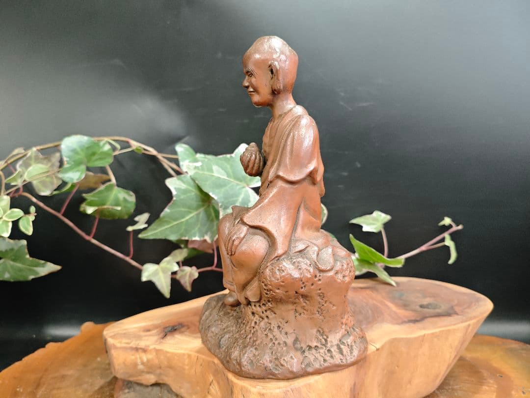 備前焼 羅漢像 陶仏 仏像 古作 備前森製陶所 時代物A016
