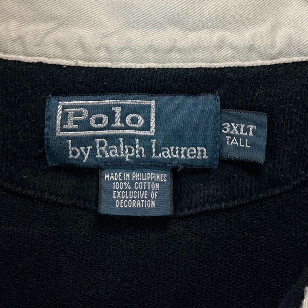 90s-00s ポロバイラルフローレン ラガーシャツ ラグビーシャツ 黒 3XL