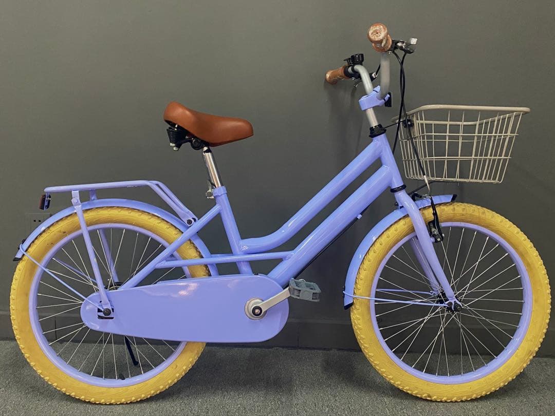 おしゃれカラー パープル×イエロータイヤ 子供用自転車 20インチ