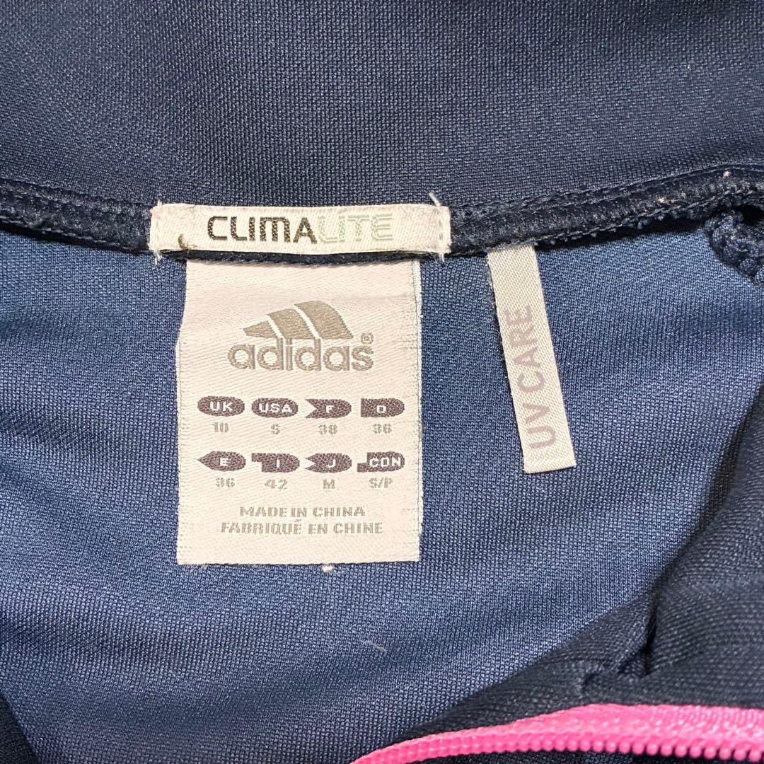 adidas ドット柄　トラックジャケット ジャージ　ネイビー×ピンク　M