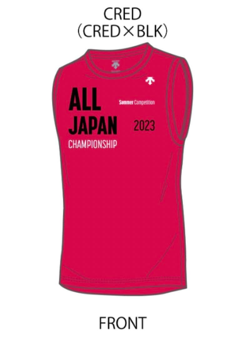 デサント インターハイ バレーボール ノースリーブ Tシャツ レッド L