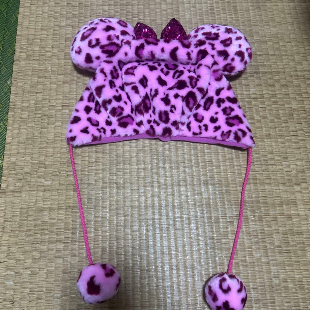 ミッキー風ヒョウ柄帽子