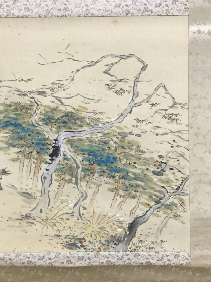 作者不詳/秋山帰樵図/山水図/秋山風景図/雲高気静/掛軸/名家伝来/AE-175