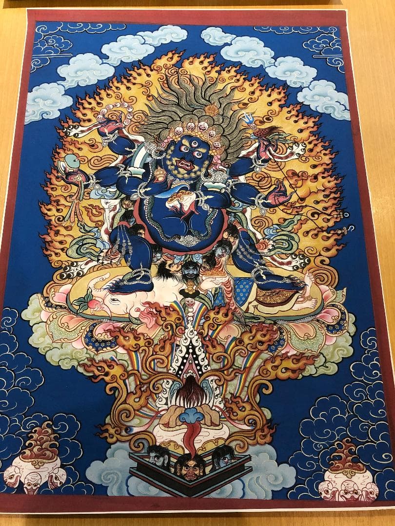 h15# 大威德金刚 魔よけ 唐卡 タンカ Thang-ga 装飾画民间文化芸術