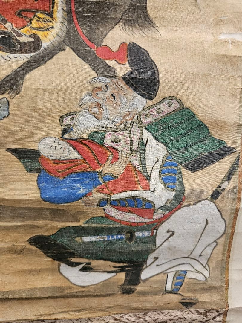 『中輪に足付き違い鷹の羽』大名家より拝領品 家紋入 浦島太郎神功皇后図 絹本