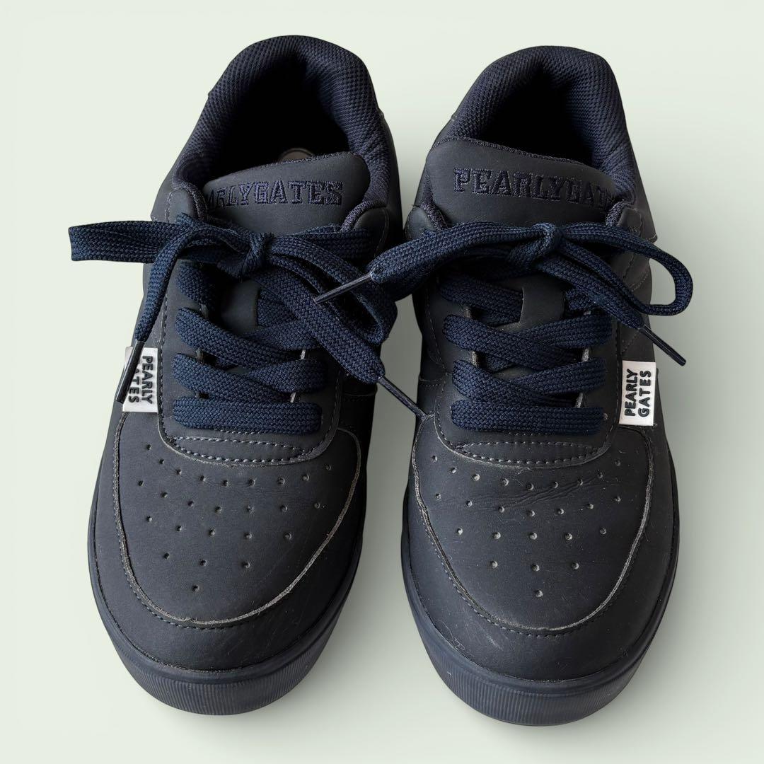 パーリーゲイツ☆レディースローカットゴルフシューズ スパイク 23.0 ネイビー