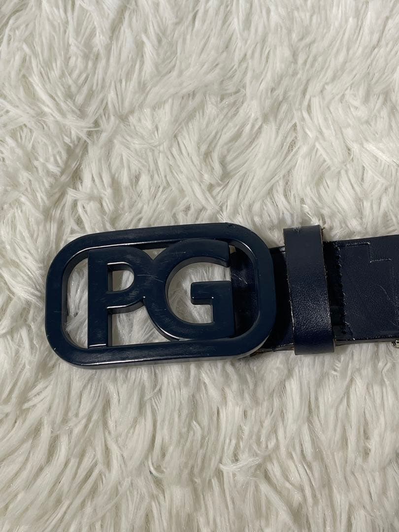 PEARLY GATES 本革 レザーベルト PGロゴ ネイビー 型押し ゴルフ