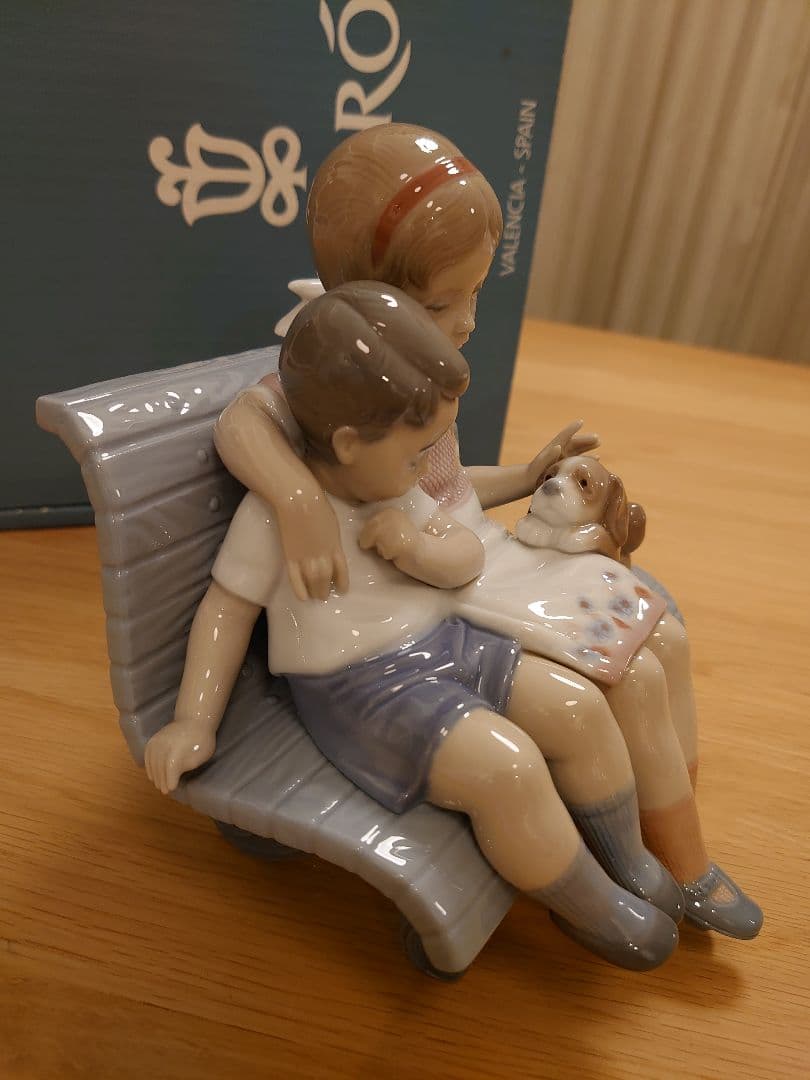 【極美品 無欠損】LLADRO リヤドロ No.6446『やすらぎ』姉弟 子犬