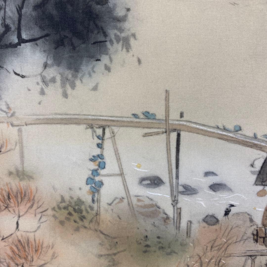 美品 掛け軸 堂本印象筆「中山七里」名画 印刷 岐阜県 景勝地