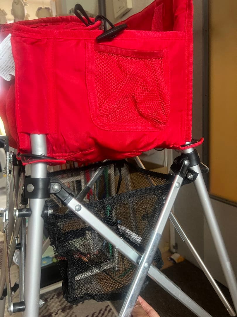 折りたたみ ポータブル ハイチェア トレー付き シートベルト付き レッド