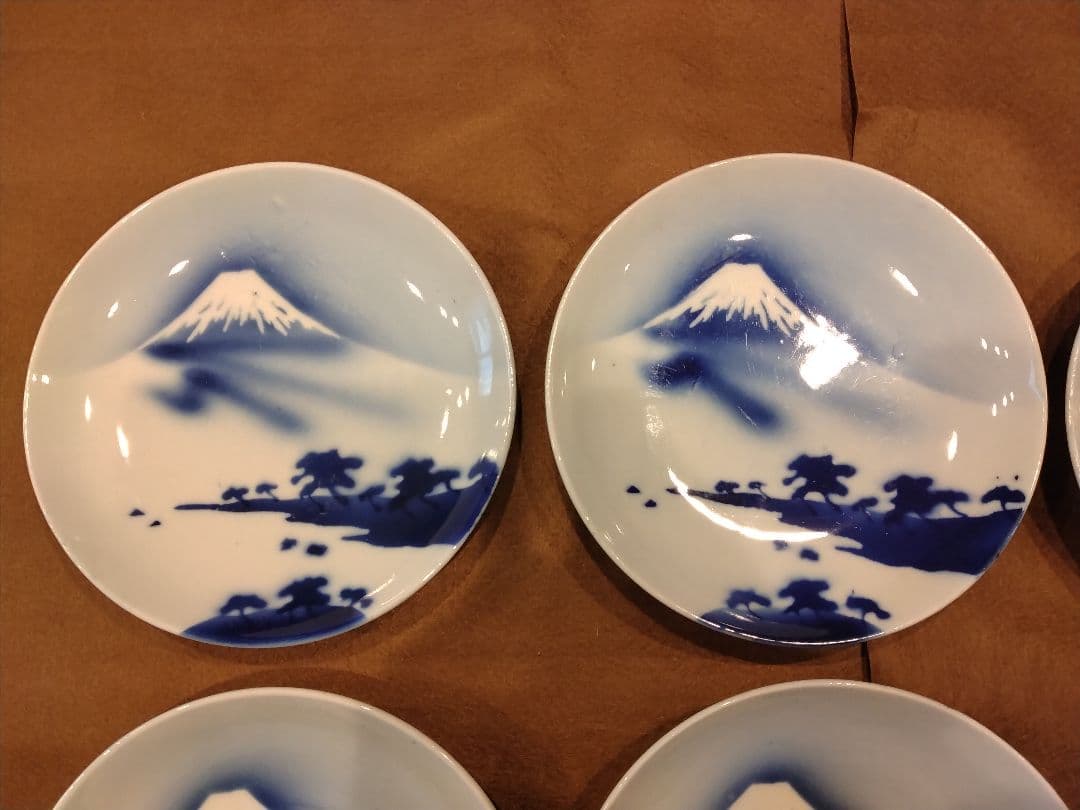 古伊万里　染付　富士山　7枚セット