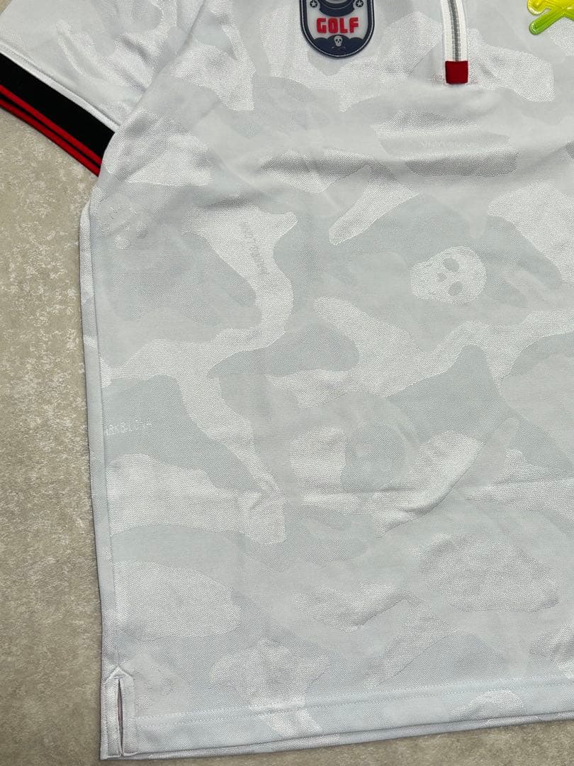 極美品 MARK&LONA ハーフジップ ポロシャツ スカルロゴ シャツ XL