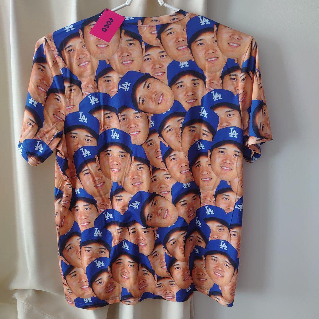 FOCO 大谷翔平 ドジャース Tシャツ XL 青 新品 未使用 顔だらけ 2枚