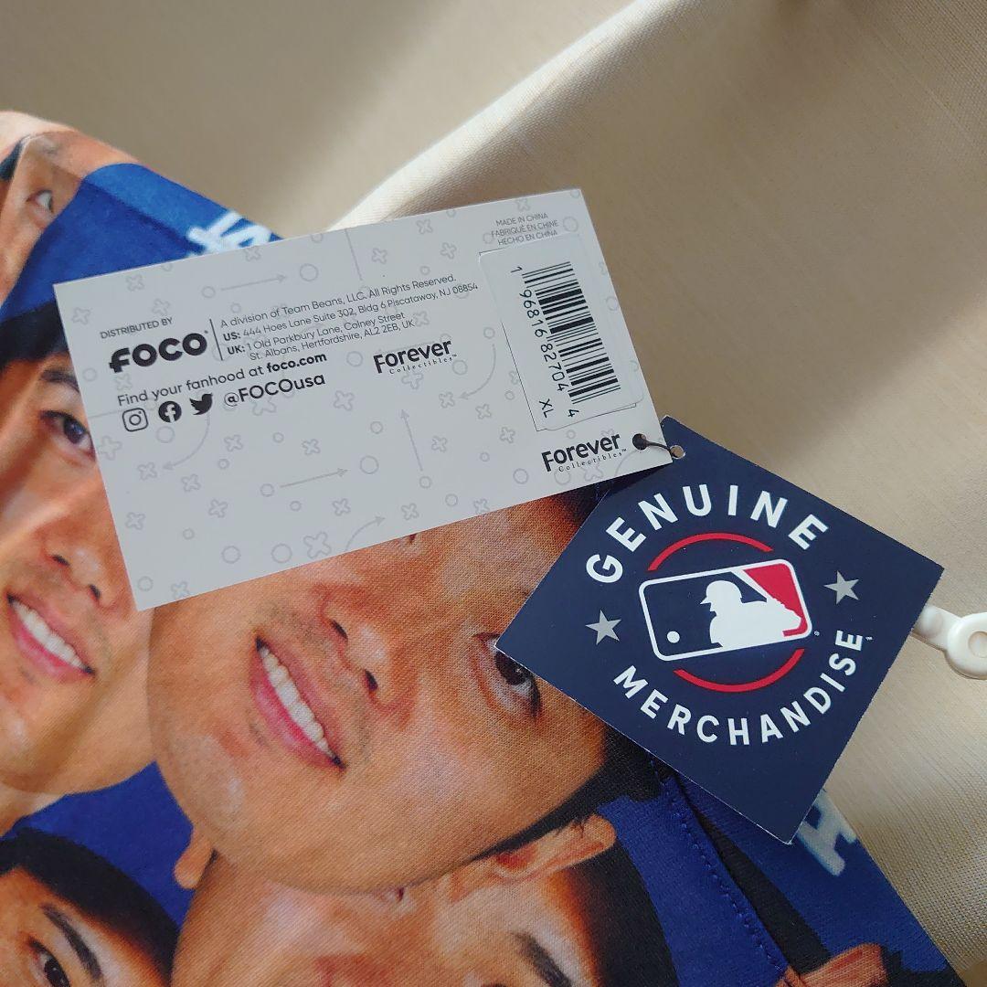 FOCO 大谷翔平 ドジャース Tシャツ XL 青 新品 未使用 顔だらけ 2枚