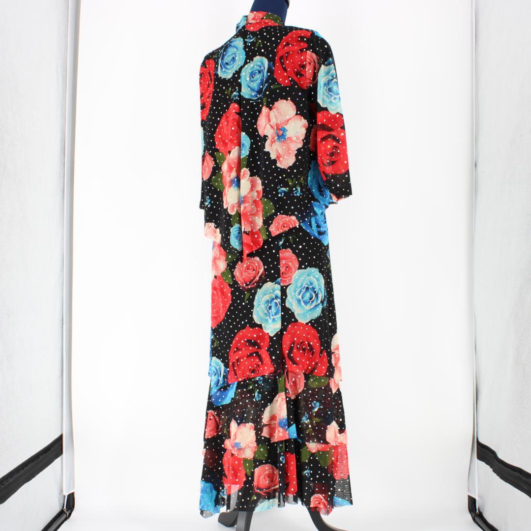 【美品 社交ダンス衣装】上下セット トップス lascolinas 青 赤 黒