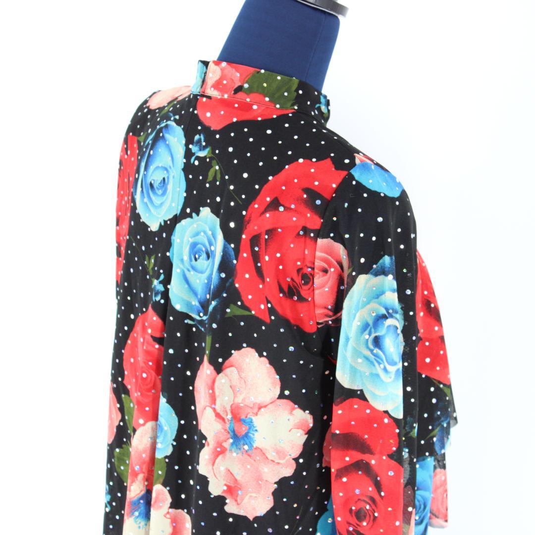【美品 社交ダンス衣装】上下セット トップス lascolinas 青 赤 黒