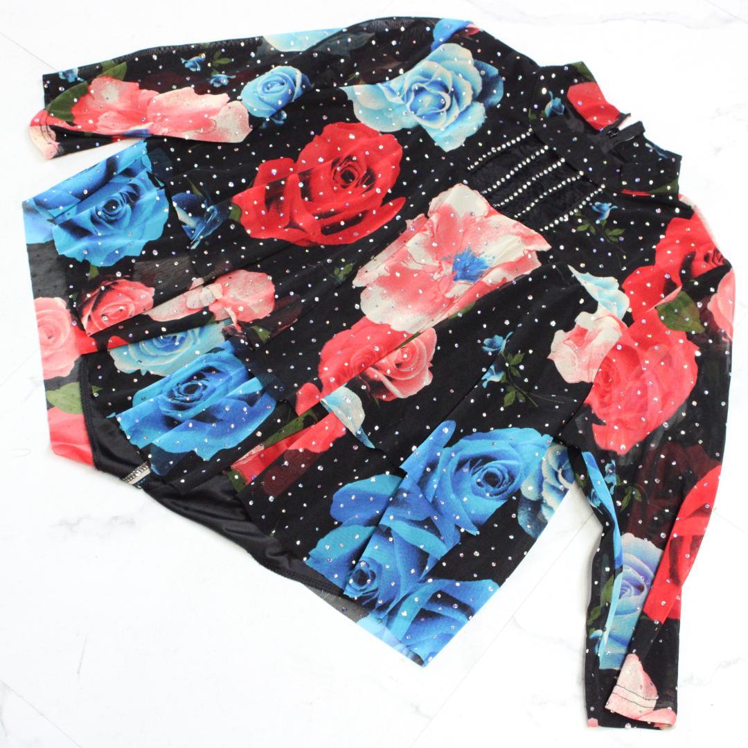 【美品 社交ダンス衣装】上下セット トップス lascolinas 青 赤 黒