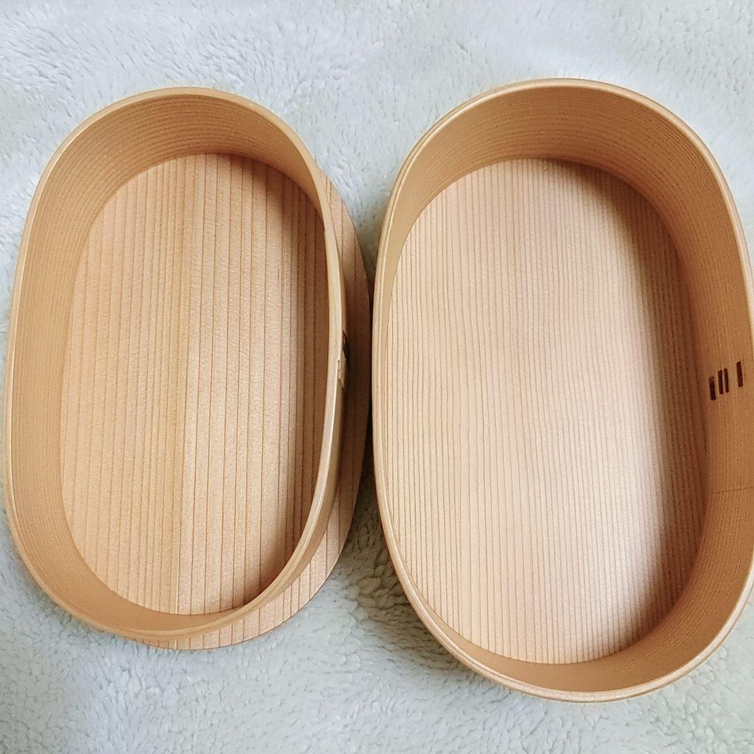 大館工芸社の小判弁当（大）曲げわっぱ 弁当箱 仕切り付き 大きめ