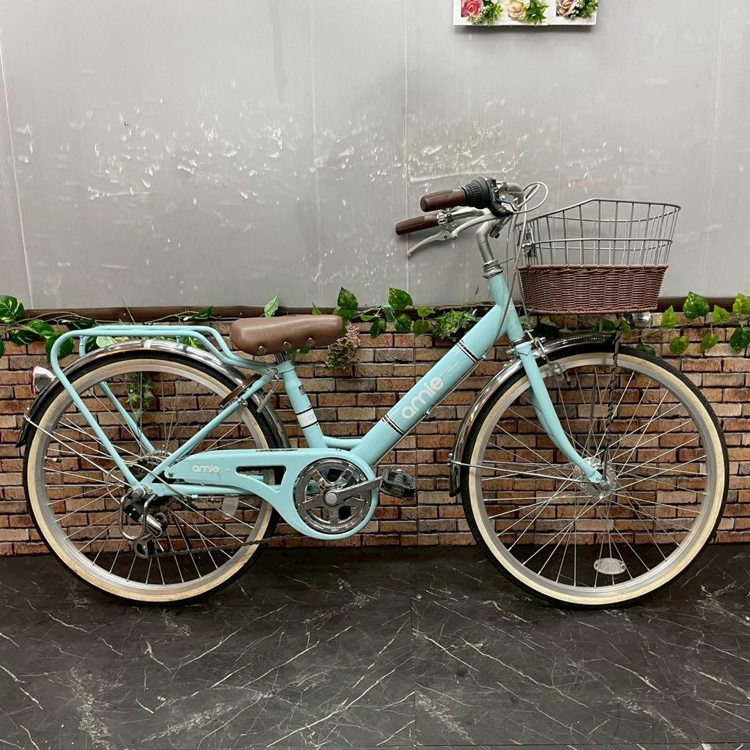 【124】子供用自転車 子供車 ami 水色 22インチ 変速付き